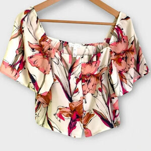 Leith Floral Square Neck Crop Top